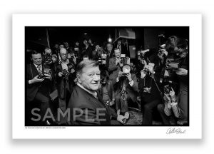 an exclusive black and white photograph of john wayne by british photojournalist arthur steel