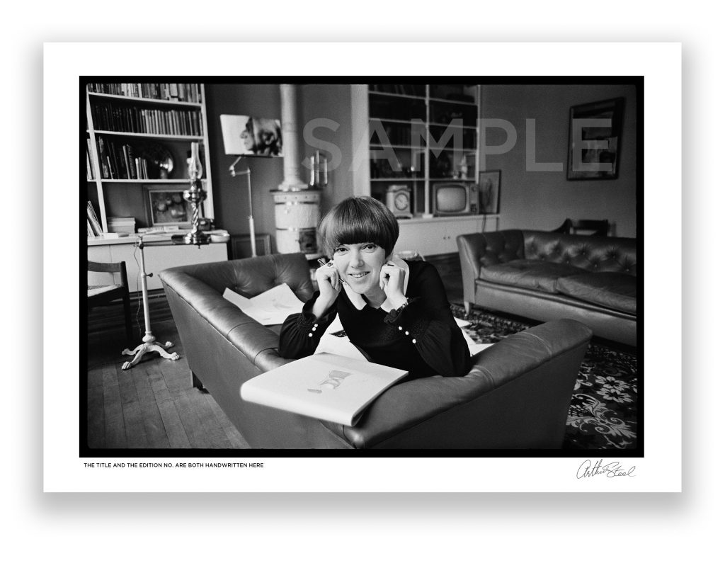 an exclusive black and white photograph of the 60s fashion designer mary quant by british photojournalist arthur steel