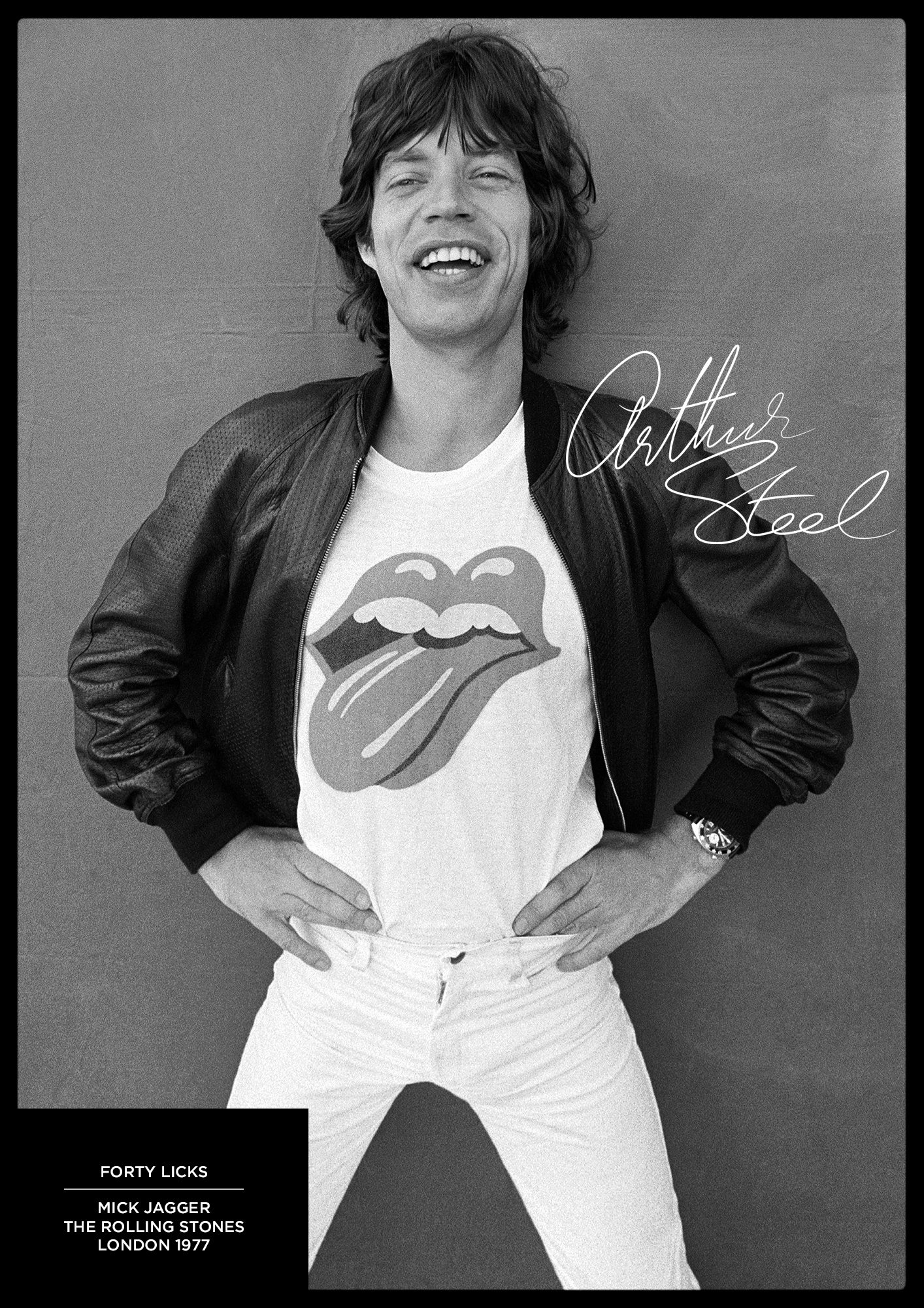 rare black and white photograph mick jagger forty licks the rolling stones