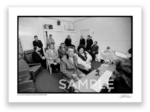 an exclusive black and white photograph of ronnie krays wedding in broadmoor hospital by photojournalist arthur steel