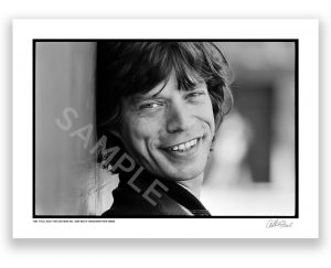 an exclusive black and white photograph of mick jagger of the rolling stones by photojournalist arthur steel