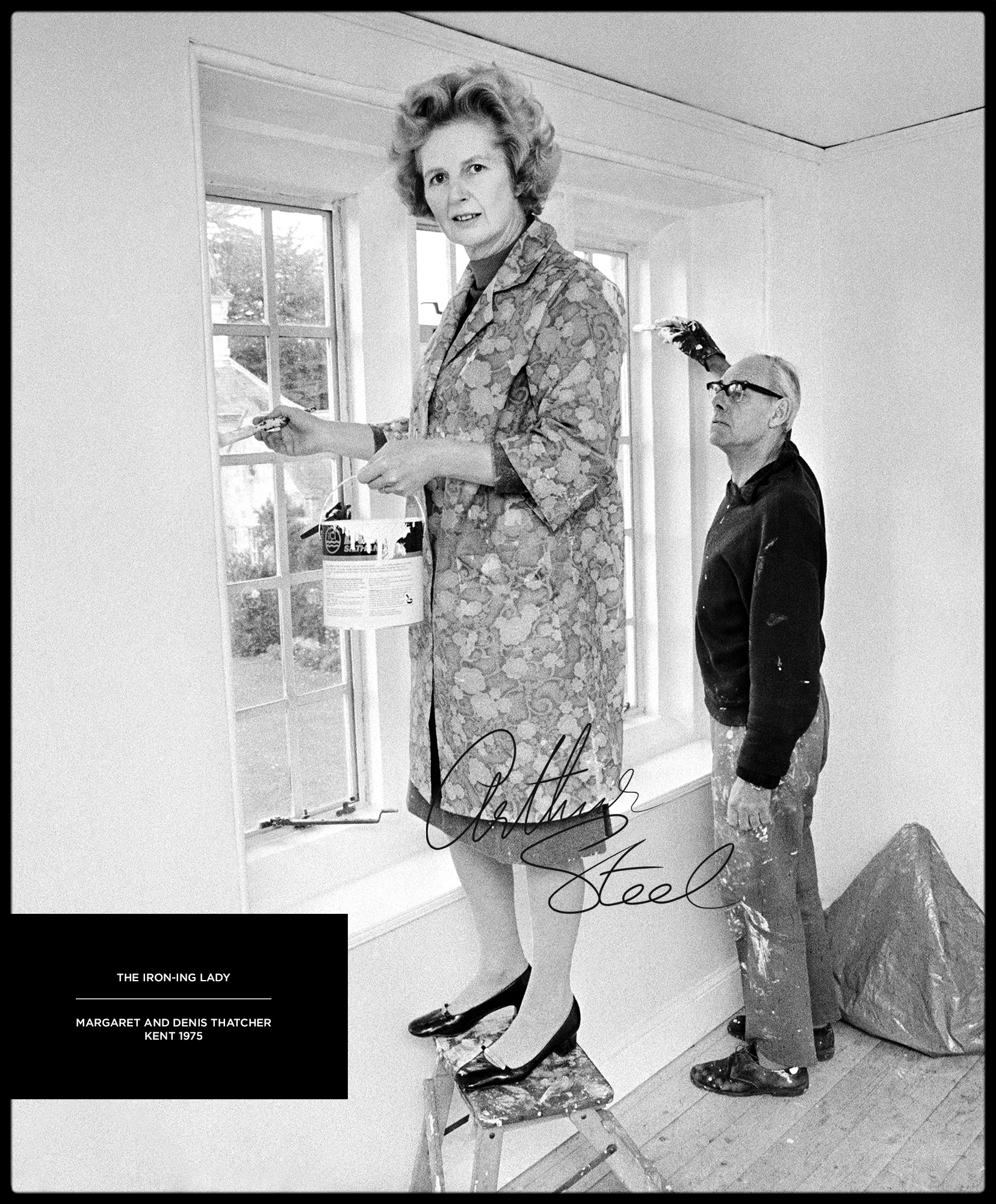 rare black and white photograph margaret thatcher the iron-ing lady by arthur steel