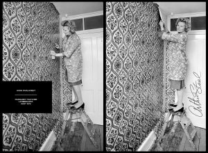 margaret thatcher is photographed wallpapering by award winning photojournalist arthur steel