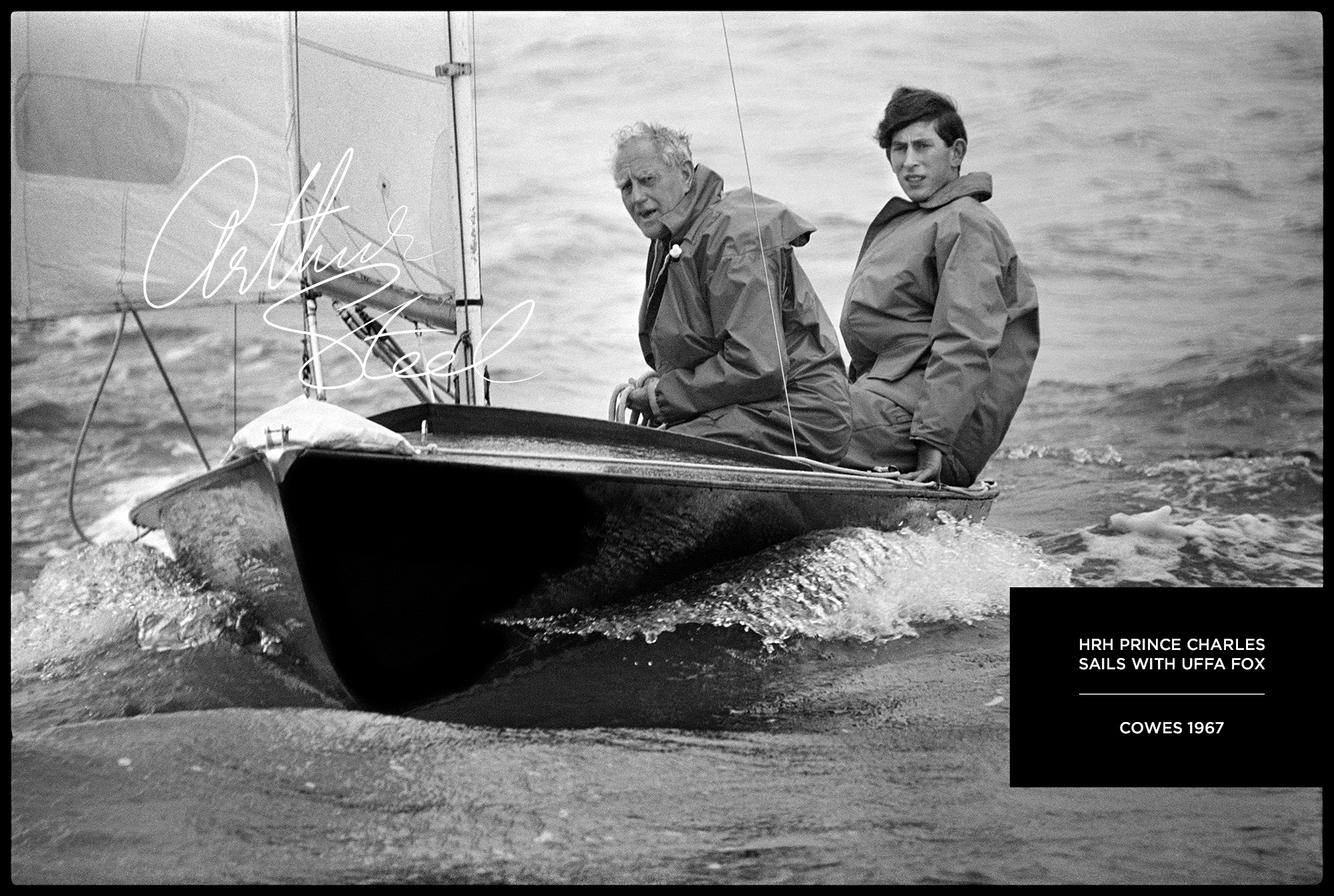 HRH Prince Charles sailing with Uffa Fox by Arthur Steel