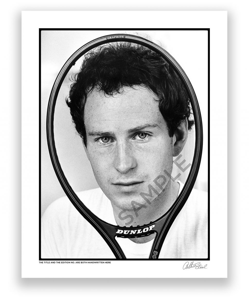 an exclusive black and white photograph of the american tennis player john mcenroe by arthur steel