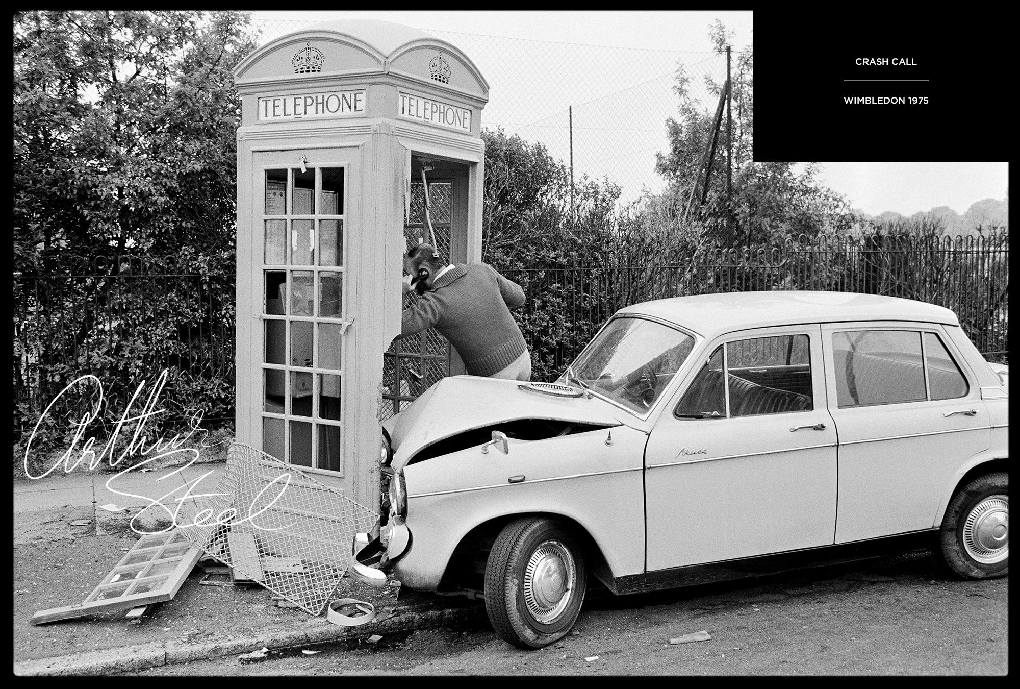 rare black and white photograph crash call car photography by arthur steel