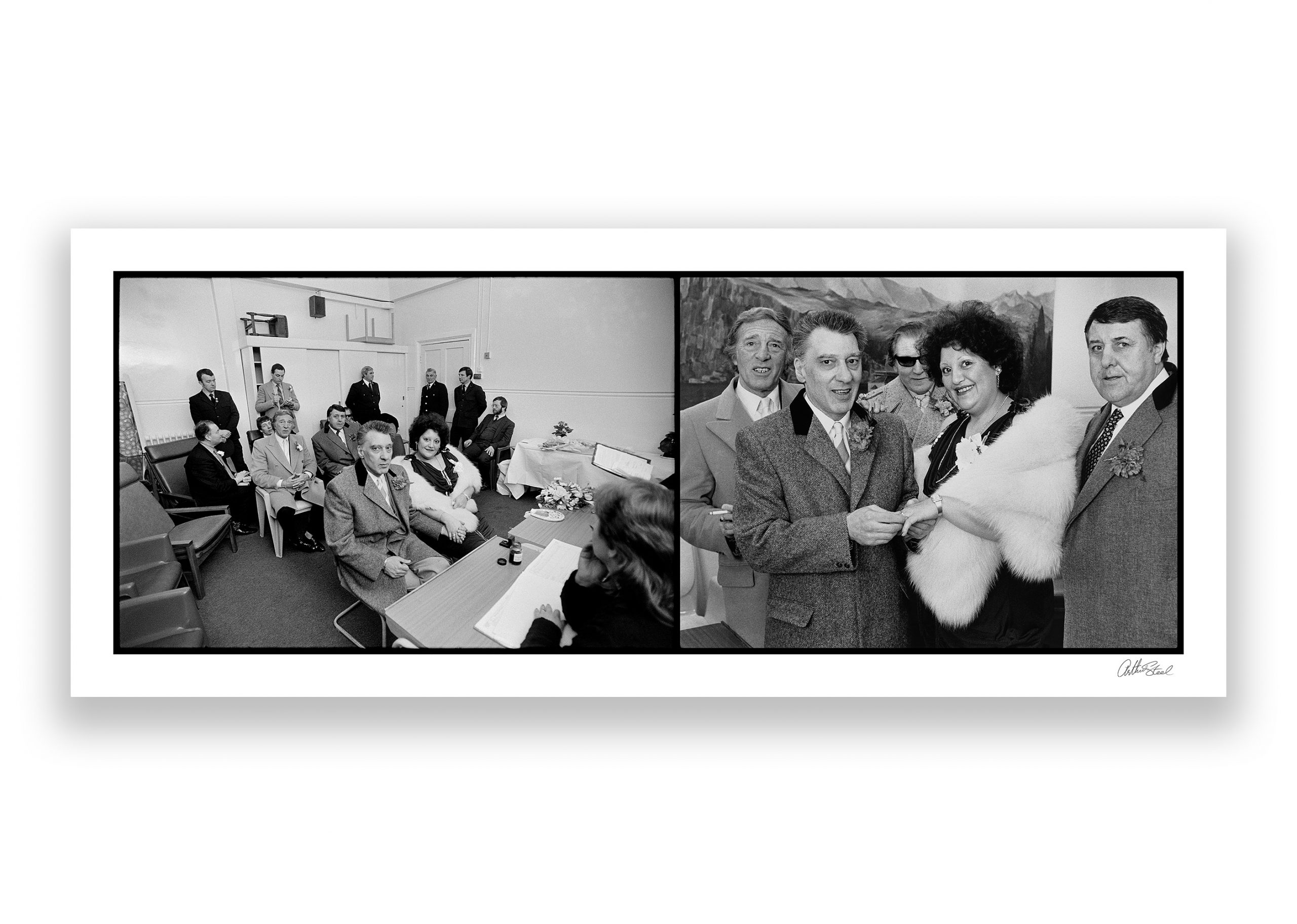 an exclusive diptych photograph of ronnie krays wedding in broadmoor hospital by photojournalist arthur steel