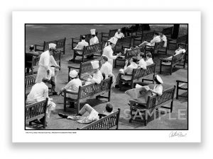 an exclusive black and white photograph of royal ascot chefs relaxing at royal ascot in 1965 by british photojournalist arthur steel