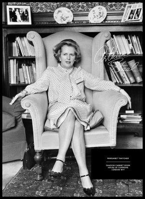 an exclusive black and white photograph of margaret thatcher in the house of commons in 1977 by british photojournalist arthur steel